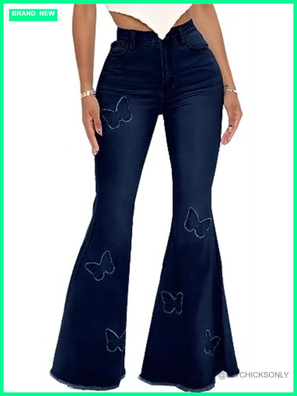 Bell Bottom Jeans High Waisted Ripped Flare Denim Pants